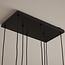 8-light pendant light Sidney - black with smoked grey glass