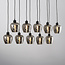 10-light pendant lamp in Black with Smoked glass grey glass - Stafford