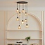 9-light pendant light Alturas - black with amber glass