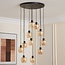 11-light pendant lamp, black with amber glass - Hanford