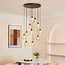 11-light pendant lamp, black with amber glass - Hanford