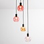 Black pendant lamp with amber and pink glass, 4-light - Monroe