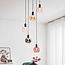 5-light pendant light Monroe - black with amber, smoked and pink glass