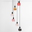 Black pendant lamp with amber, smoked glass and pink glass, 6-light - Monroe