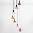 7-light pendant light Monroe - black with amber, smoked and pink glass