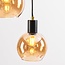7-light pendant light Monroe - black with amber, smoked and pink glass