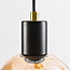 Black pendant lamp with amber, smoked glass and pink glass, 7-light - Monroe