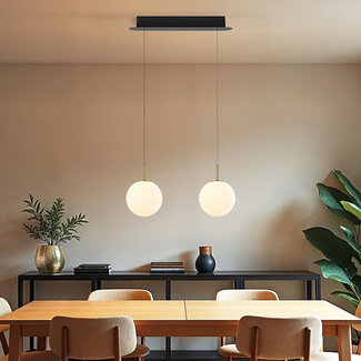 Luxury pendant lamp Svea gold with opal white glass - 3-step dimmable, 2700K