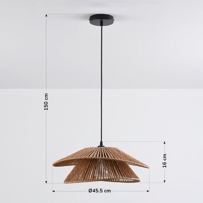 pendant light Osaka in hand-braided rope - natural brown