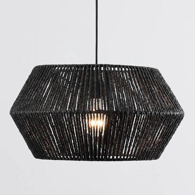 pendant light Nara in hand-braided rope - black