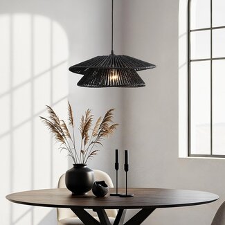 pendant light Osaka in hand-braided rope - black