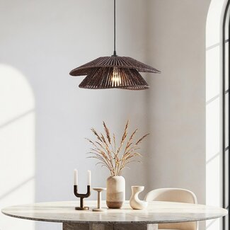pendant light Osaka in hand-braided rope - chocolate brown