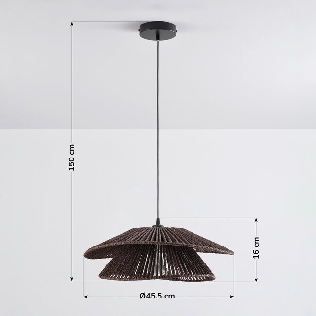 pendant light Osaka in hand-braided rope - chocolate brown