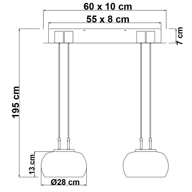 Black Katla pendant lamp with smoked glass and 3-step dimmer