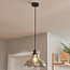 1-light pendant light Ebbe - black with smoked glass