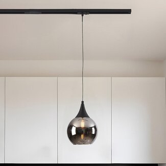 Track pendant light 1-phase Nya with smoked glass and mirror effect