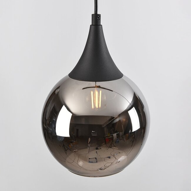 Track pendant light 1-phase Nya with smoked glass and mirror effect