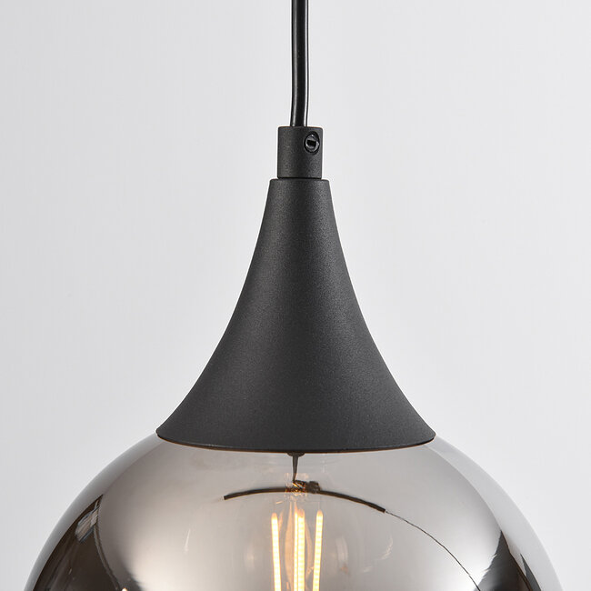 1-phase rail pendant lamp with smoked glass and Mirror effect - Nya