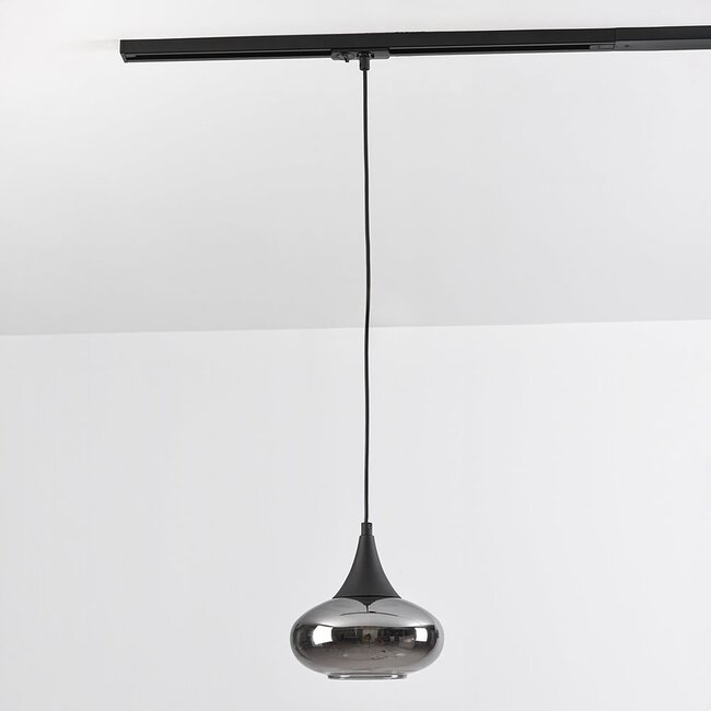 Track pendant light 1-phase Nill with smoked glass and mirror effect