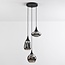 Modern pendant lamp with smoked glass, 3-light - Loua