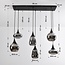 6-light pendant light Loic - black with smoked glass and mirror effect