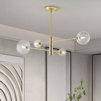 Designer ceiling light Stiri 4-light gold with transparent glass