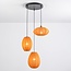 3-light Japandi pendant lamp with orange fabric lanterns - Fabrica