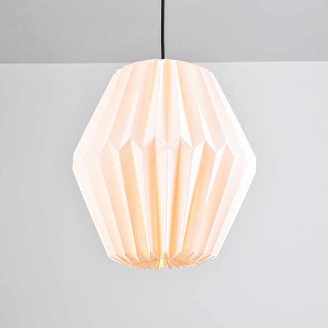 Paper pendant light Berlian - white with pleated shade