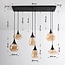 Black Loic pendant lamp with Amber glass, 6-light
