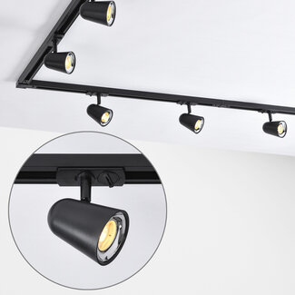 Modern 3-metre single-phase track lighting system with Sev spotlights - 3-step dimmable