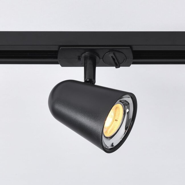 Modern 3-metre single-phase track lighting system with Sev spotlights - 3-step dimmable