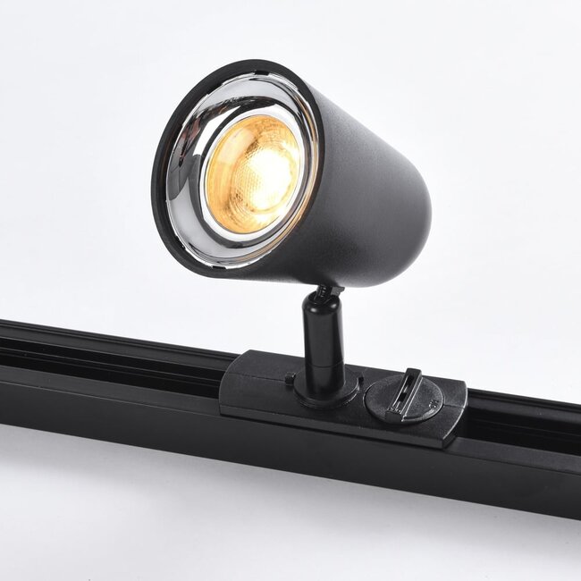Modern 3-metre single-phase track lighting system with Sev spotlights - 3-step dimmable