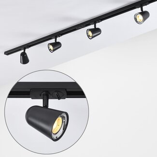 Modern 1.5 metre single-phase track lighting system with Sev spotlights - 3-step dimmable