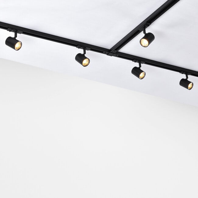 Modern 3-metre single-phase track lighting system with Nox spotlights - 3-step dimmable