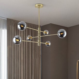 Sest gold ceiling light with smoked glass, 6-light