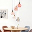 5-light pendant light Liya - with smoked, red and pink glass
