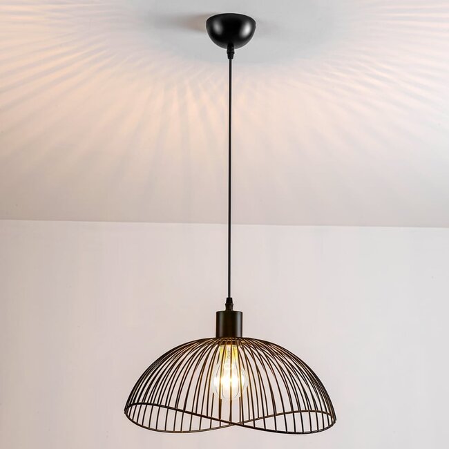 Minimalist pendant lamp in black metal - Ravi