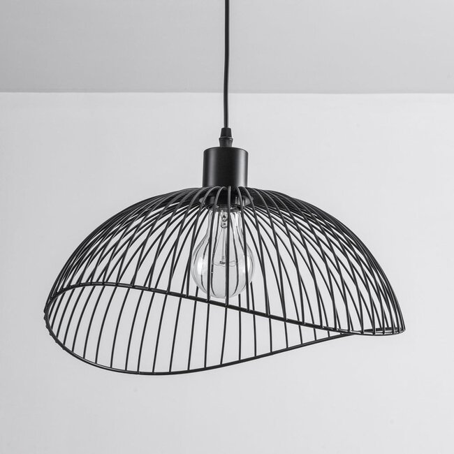 Minimalist pendant lamp in black metal - Ravi