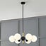Designer pendant light Callie black with opal white glass, 6-light