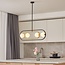 4-light designer pendant lamp Gaio - Black and Gold with milky white glass
