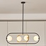4-light designer pendant lamp Gaio - Black and Gold with milky white glass