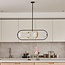 4-light pendant light Gaio - black and gold with opal glass