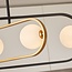 4-light pendant light Gaio - black and gold with opal glass