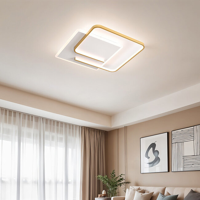 Rune 2-light designer ceiling lamp with dimmable LEDs - square