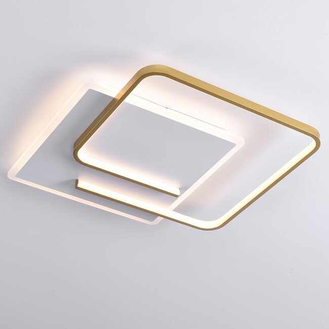 Square designer ceiling lamp Rune 2-light with dimmable LEDs