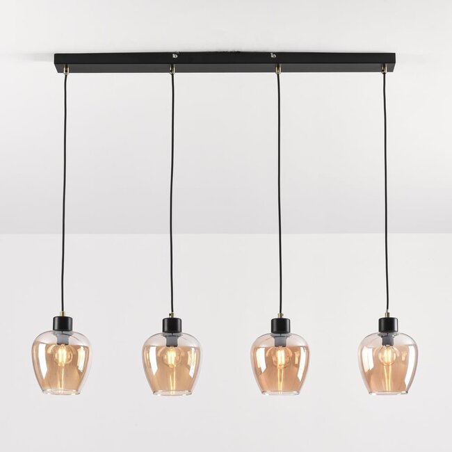 4-light pendant lamp with Amber glass - Sanford