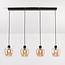 4-light pendant lamp with Amber glass - Sanford