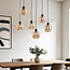 6-light pendant light Arvada - amber glass