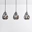 3-light designer pendant lamp in black with smoked glass - Faliste