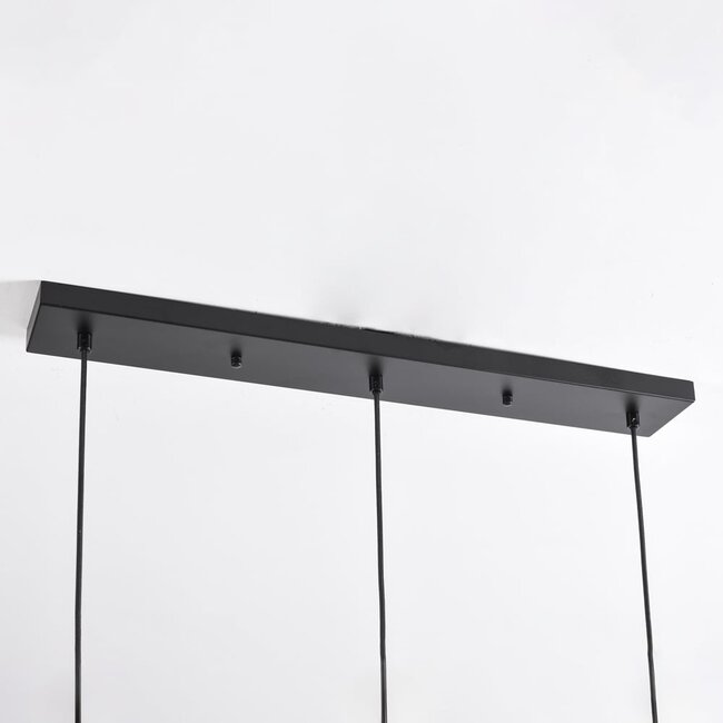3-light designer pendant lamp in black with smoked glass - Faliste